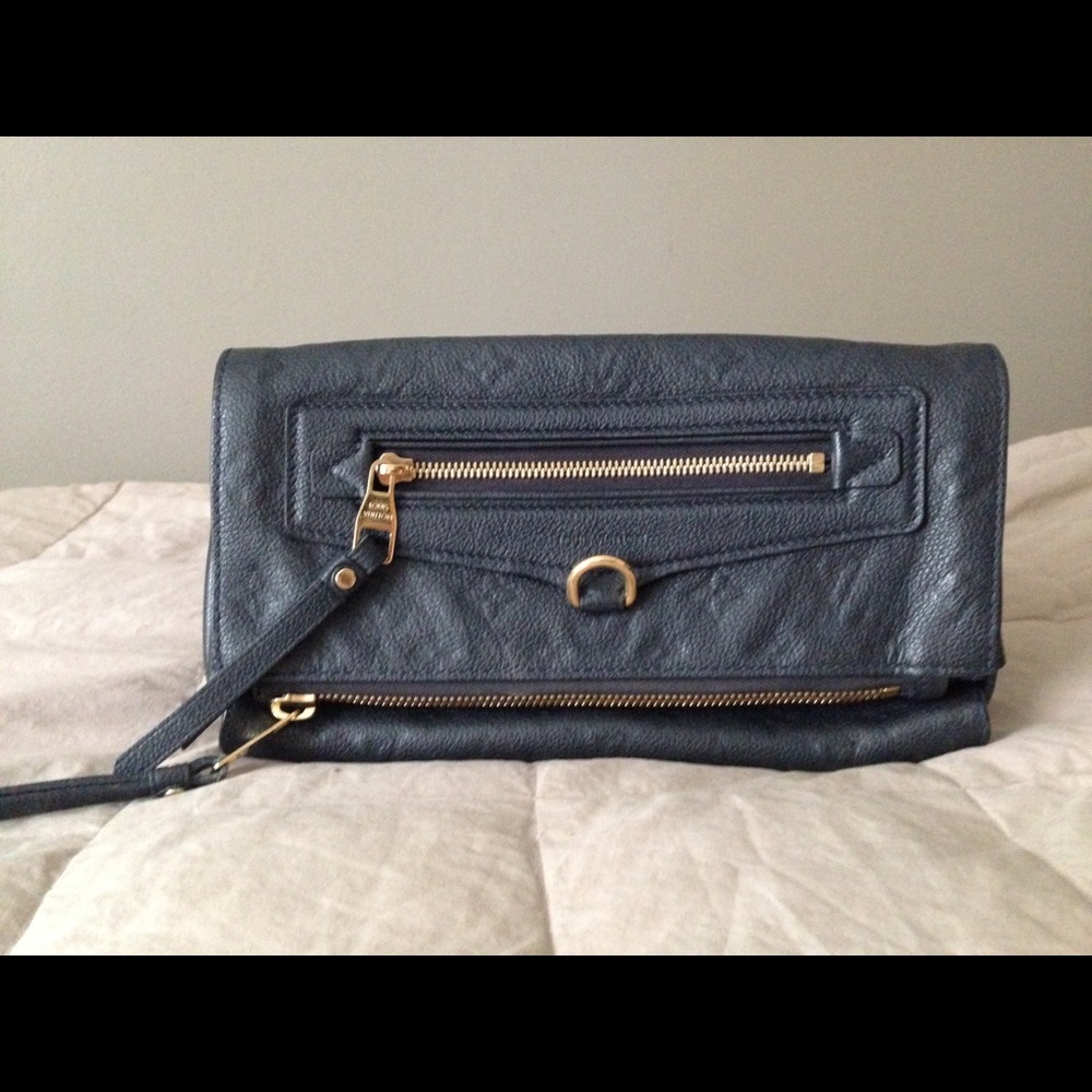 Louis Vuitton navy monogram leather clutch